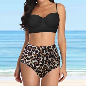 Women Halter Bikini Set High Waisted Push‎ Up Two Piece Swimsuits M